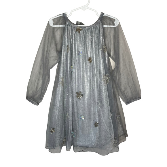 Biscotti Collezioni Girl's Fancy Winter Snowflake Mesh Long Sleeve Dress Size 5 - Picture 1 of 8